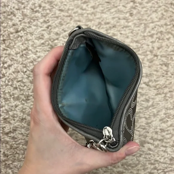 Coach Charcoal Gray Wristlet with Signature C Logo Pattern - Picture 12 of 16